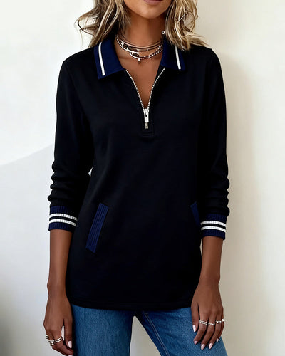Sara® | Loose Sweatshirt with Lapel and Zipper