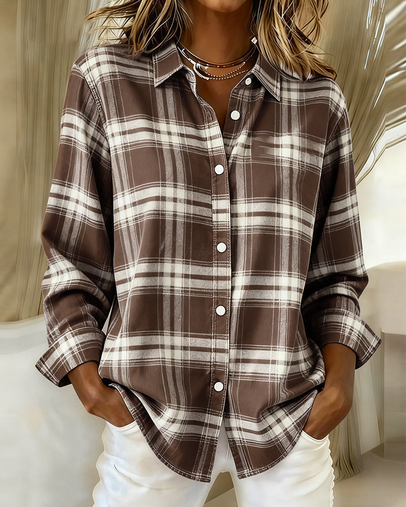 Victoria® | Shirt with Check Pattern and Notched Collar