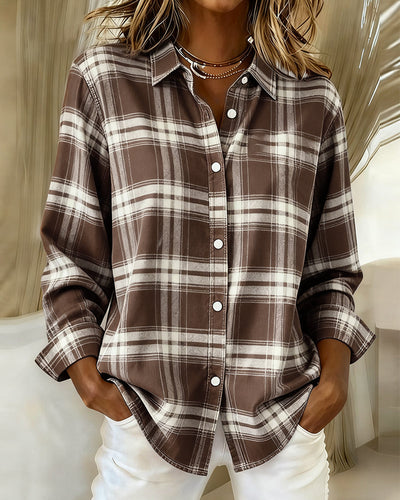 Victoria® | Shirt with Check Pattern and Notched Collar