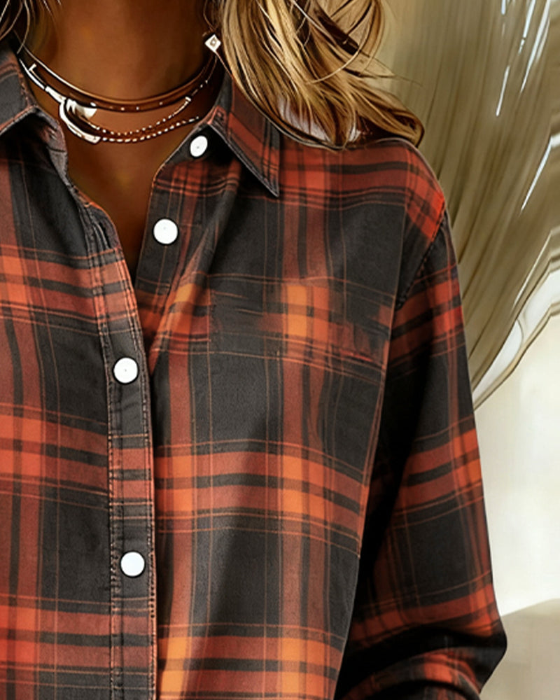 Victoria® | Shirt with Check Pattern and Notched Collar