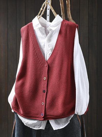 Victoria | Autumn Artistic Pure Colour V-Neck Knitted Cardigan