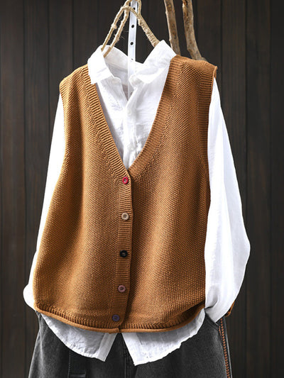Victoria | Autumn Artistic Pure Colour V-Neck Knitted Cardigan