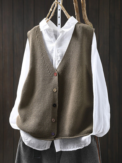Victoria | Autumn Artistic Pure Colour V-Neck Knitted Cardigan