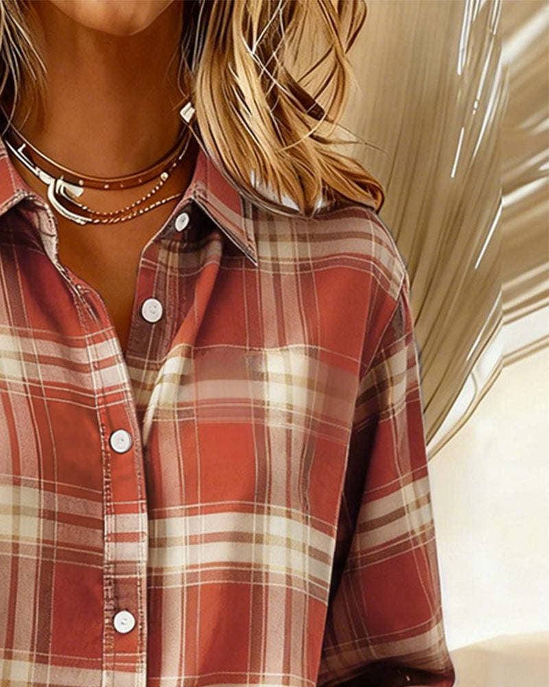 Victoria® | Shirt with Check Pattern and Notched Collar
