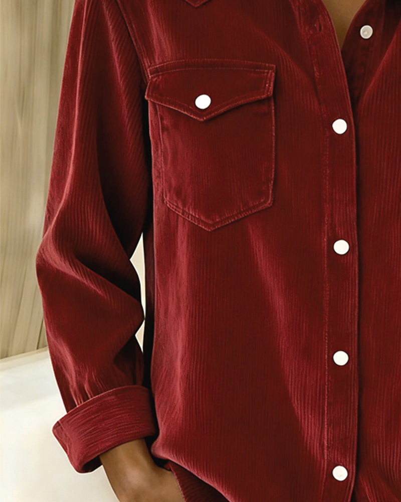 Elena® | Long-Sleeve Shirt with Lapel and Button Placket