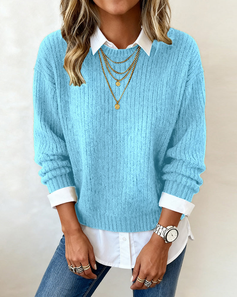 Chloe® | Sweater With Shirt Collar And Patchwork Design