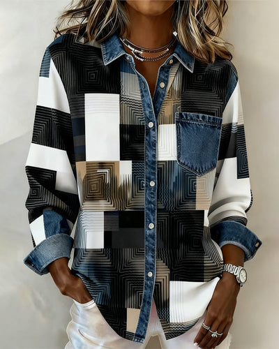 Luna® | Color Block Shirt Fashionable Collar