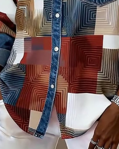 Luna® | Color Block Shirt Fashionable Collar