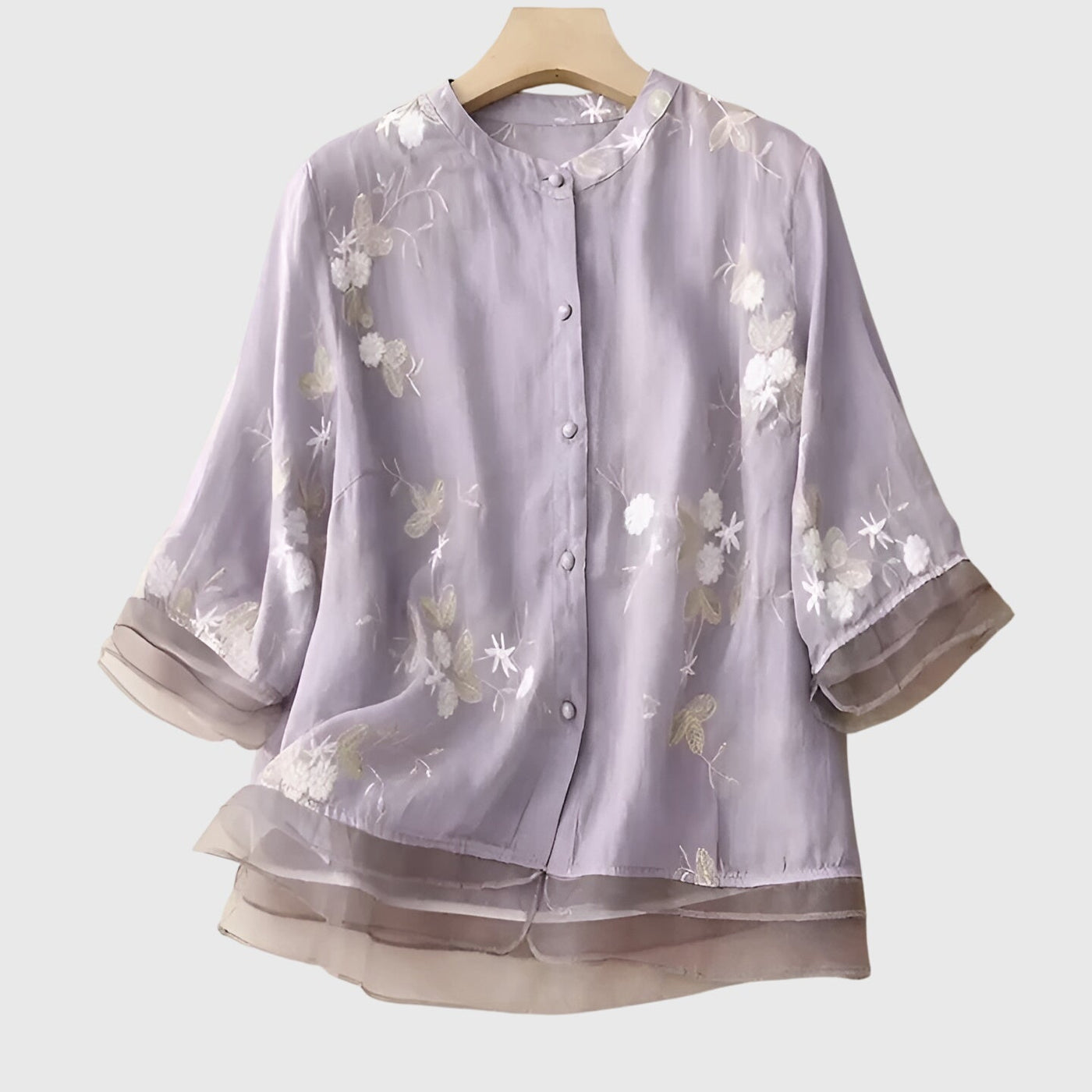Victoria | Elegant Top with Embroidered Flowers