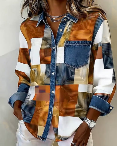 Luna® | Color Block Shirt Fashionable Collar