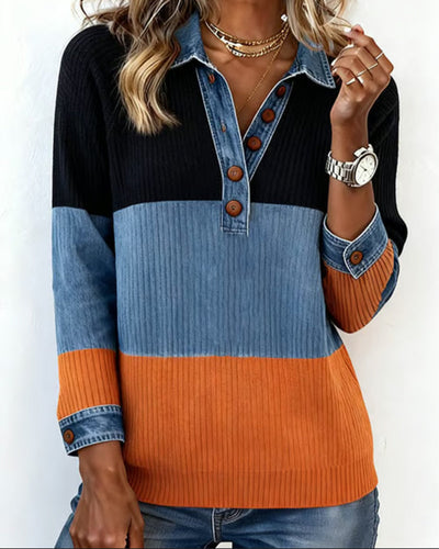 Sophie® | Fashionable Top with Lapel and Contrast Color