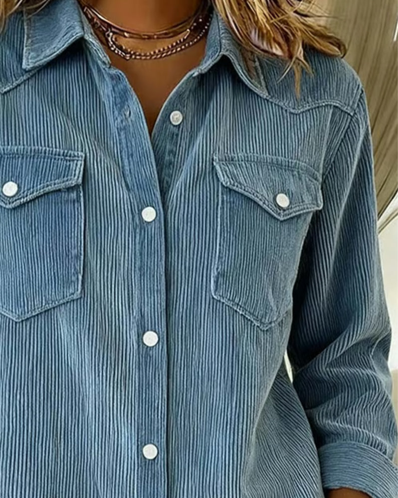 Elena® | Long-Sleeve Shirt with Lapel and Button Placket