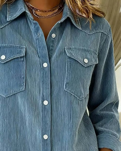 Elena® | Long-Sleeve Shirt with Lapel and Button Placket