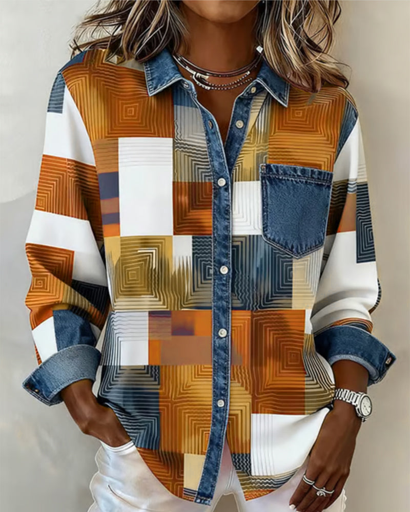 Luna® | Color Block Shirt Fashionable Collar