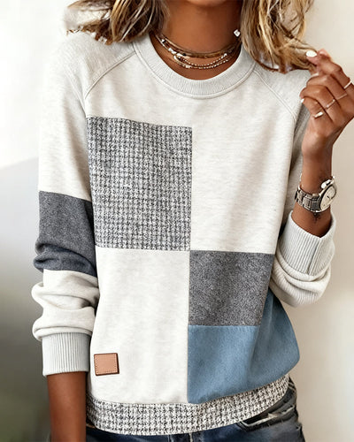 Anna® | Casual Contrast Color Crew Neck Sweatshirt