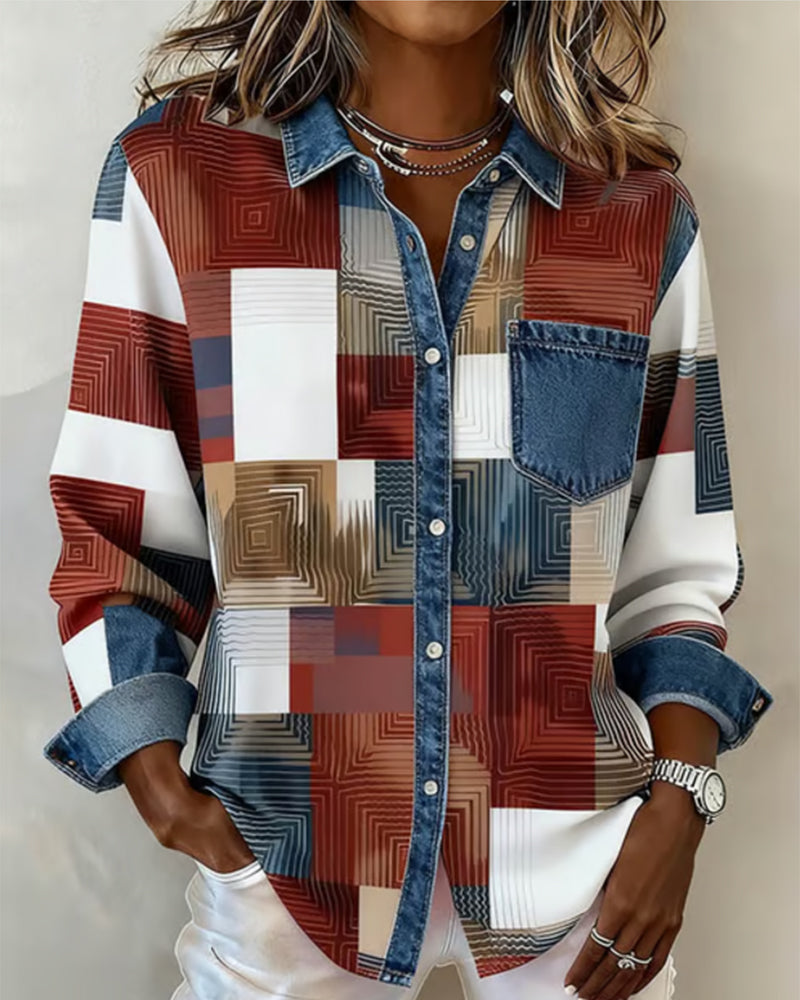 Luna® | Color Block Shirt Fashionable Collar