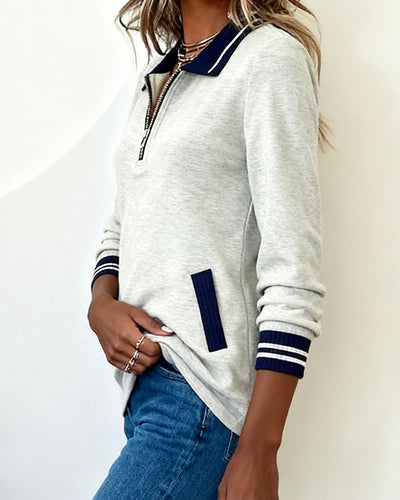 Sara® | Loose Sweatshirt with Lapel and Zipper
