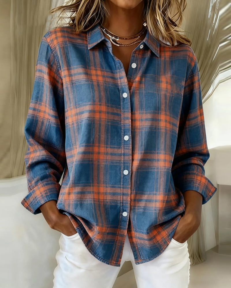 Victoria® | Shirt with Check Pattern and Notched Collar