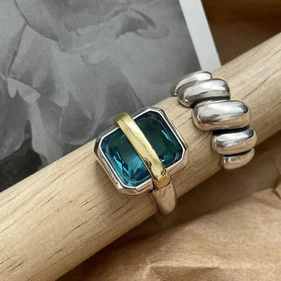 Victoria Blue Zircon Silver Ring |