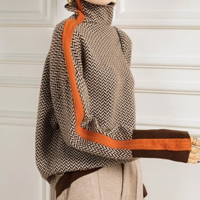 Victoria | herringbone Luxe Turtleneck