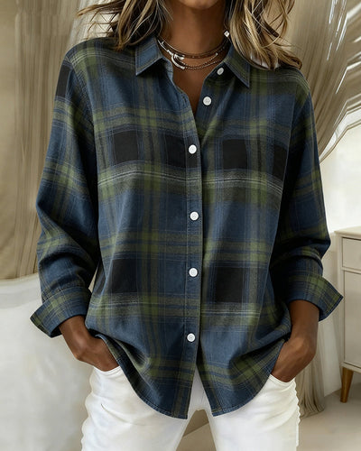 Victoria® | Shirt with Check Pattern and Notched Collar