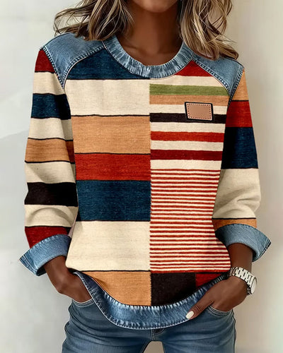 Olivia® | Colorful Striped Sweater with Round Neck