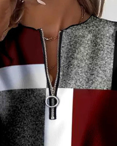 Maria® | Casual Sweatshirt with Half Zipper and Print