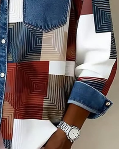 Luna® | Color Block Shirt Fashionable Collar